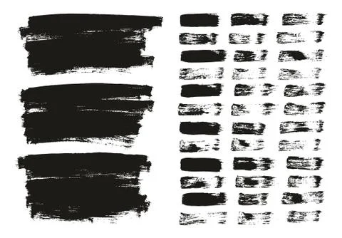 Flat Paint Brush Thin Lines &amp; Background Mix High Detail Abstract Vector Set Stockillustratie