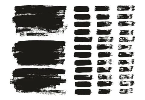 Flat Paint Brush Thin Lines &amp; Background Mix High Detail Abstract Vector Set Stock Illustration