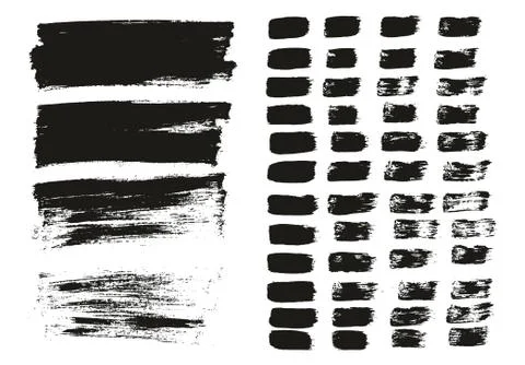 Flat Paint Brush Thin Lines &amp; Background Mix High Detail Abstract Vector Set Stock Illustration