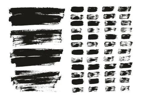Flat Paint Brush Thin Lines &amp; Background Mix High Detail Abstract Vector Set Illustrazione stock