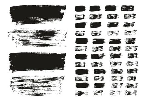 Flat Paint Brush Thin Lines &amp; Background Mix High Detail Abstract Vector Set Illustrazione stock