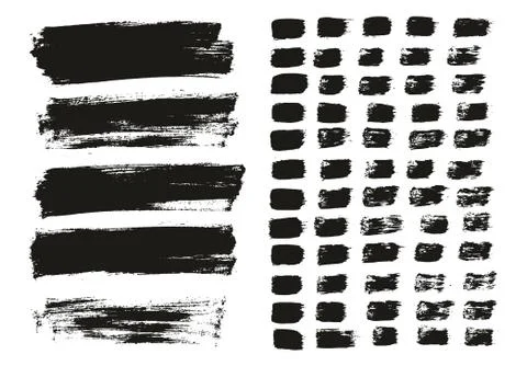 Flat Paint Brush Thin Lines &amp; Background Mix High Detail Abstract Vector Set 스톡 일러스트