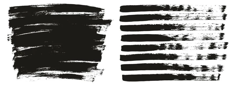 Flat Paint Brush Thin Lines &amp; Background Mix High Detail Abstract Vector Set イラスト素材