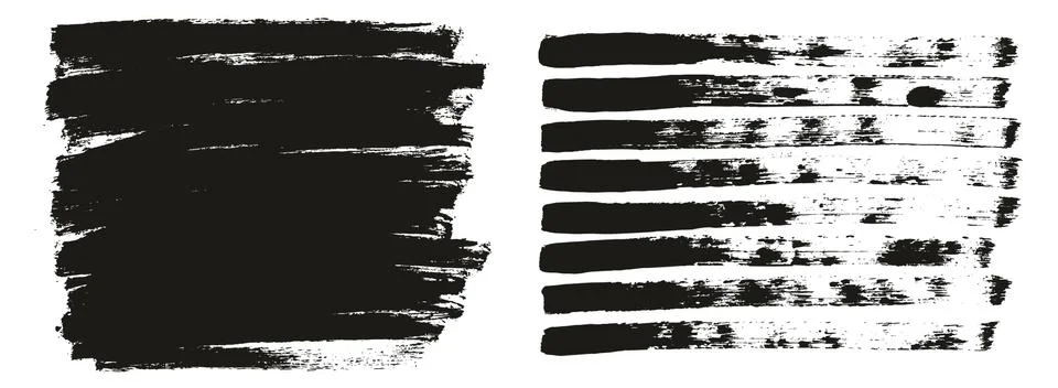 Flat Paint Brush Thin Lines &amp; Background Mix High Detail Abstract Vector Set イラスト素材