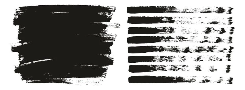 Flat Paint Brush Thin Lines &amp; Background Mix High Detail Abstract Vector Set Stock Illustration