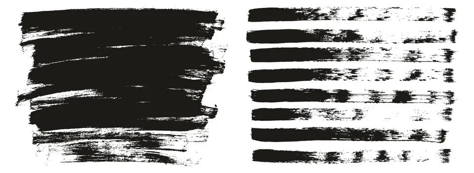 Flat Paint Brush Thin Lines &amp; Background Mix High Detail Abstract Vector Set 스톡 일러스트