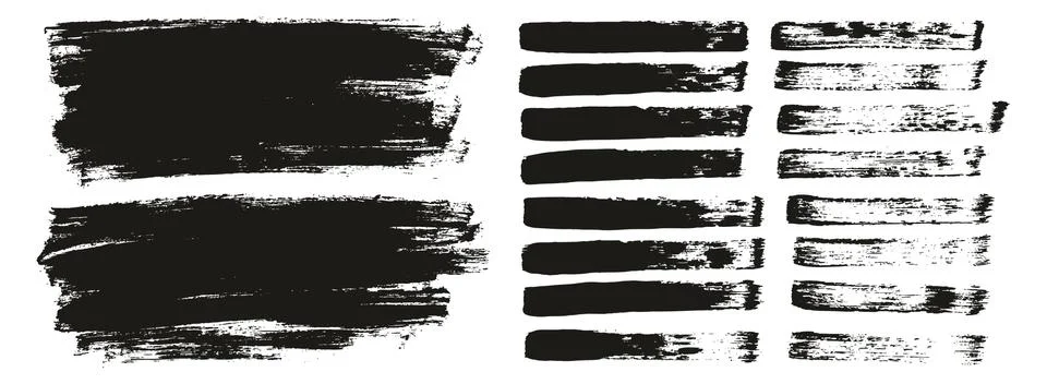 Flat Paint Brush Thin Lines &amp; Background Mix High Detail Abstract Vector Set イラスト素材