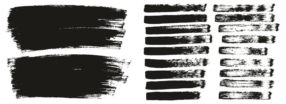 Flat Paint Brush Thin Lines &amp; Background Mix High Detail Abstract Vector Set Stock Illustration