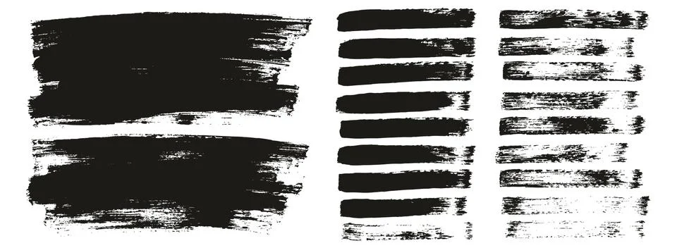 Flat Paint Brush Thin Lines &amp; Background Mix High Detail Abstract Vector Set 스톡 일러스트