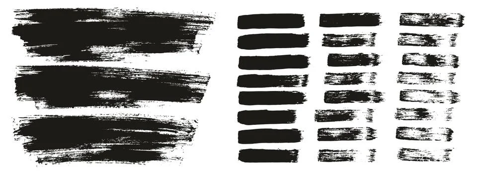 Flat Paint Brush Thin Lines &amp; Background Mix High Detail Abstract Vector Set 스톡 일러스트