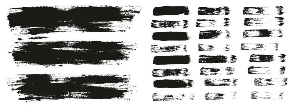 Flat Paint Brush Thin Lines &amp; Background Mix High Detail Abstract Vector Set イラスト素材