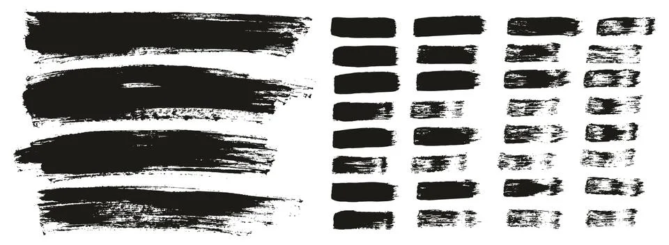 Flat Paint Brush Thin Lines &amp; Background Mix High Detail Abstract Vector Set Stockillustratie