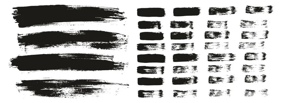 Flat Paint Brush Thin Lines &amp; Background Mix High Detail Abstract Vector Set Stockillustratie