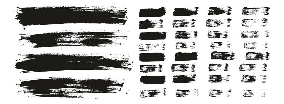 Flat Paint Brush Thin Lines &amp; Background Mix High Detail Abstract Vector Set Illustrazione stock