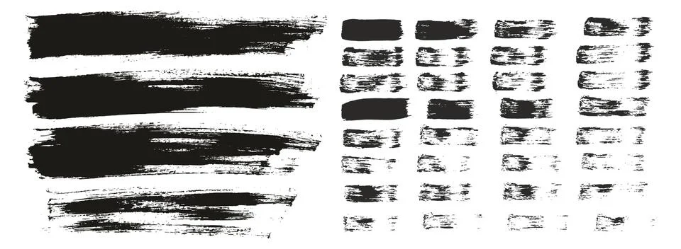 Flat Paint Brush Thin Lines &amp; Background Mix High Detail Abstract Vector Set Illustrazione stock