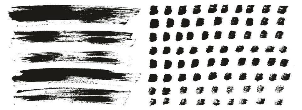 Flat Paint Brush Thin Lines &amp; Background Mix High Detail Abstract Vector Set イラスト素材