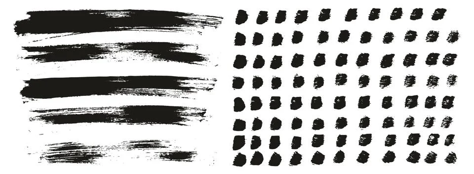 Flat Paint Brush Thin Lines &amp; Background Mix High Detail Abstract Vector Set Stockillustratie