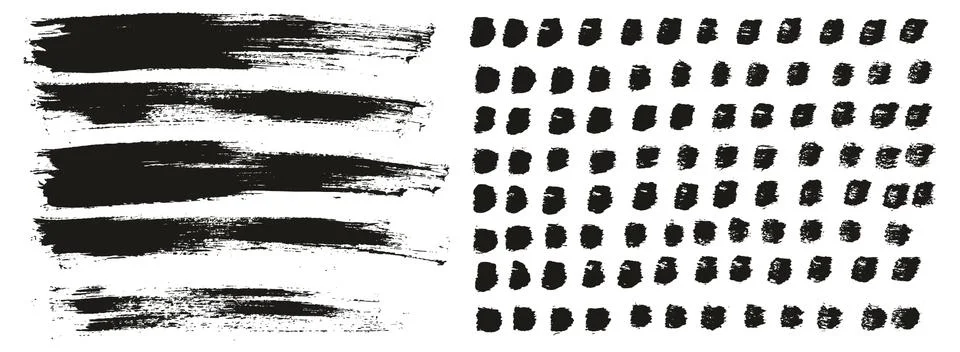 Flat Paint Brush Thin Lines &amp; Background Mix High Detail Abstract Vector Set Stockillustratie