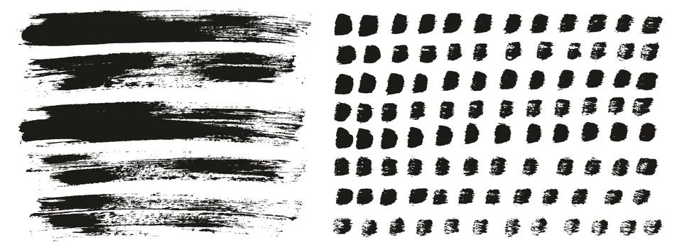 Flat Paint Brush Thin Lines &amp; Background Mix High Detail Abstract Vector Set Stock Illustration