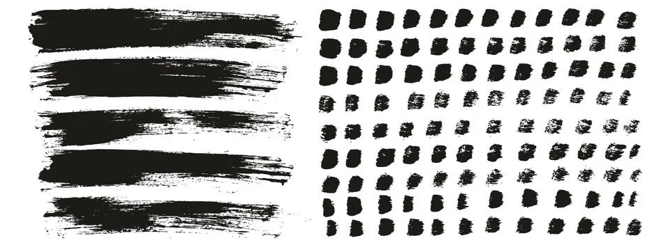 Flat Paint Brush Thin Lines &amp; Background Mix High Detail Abstract Vector Set Stockillustratie