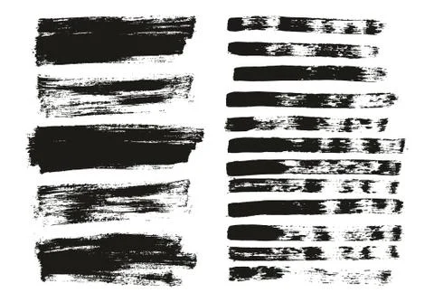 Flat Paint Brush Thin Lines &amp; Background Mix High Detail Abstract Vector Set Stock Illustration