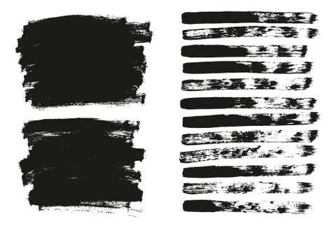 Flat Paint Brush Thin Lines &amp; Background Mix High Detail Abstract Vector Set Stockillustratie