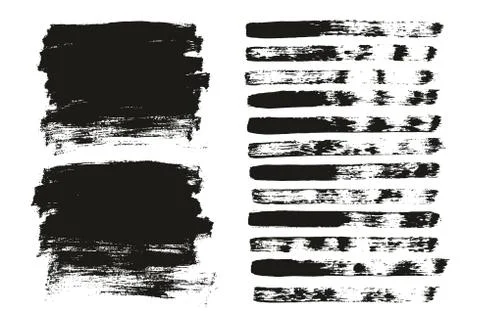Flat Paint Brush Thin Lines &amp; Background Mix High Detail Abstract Vector Set Illustrazione stock