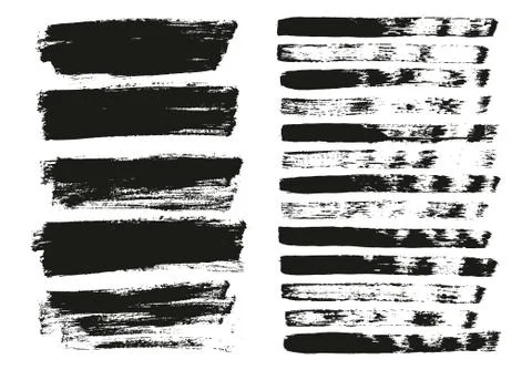 Flat Paint Brush Thin Lines &amp; Background Mix High Detail Abstract Vector Set Stock Illustration