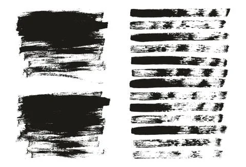 Flat Paint Brush Thin Lines &amp; Background Mix High Detail Abstract Vector Set Stockillustratie