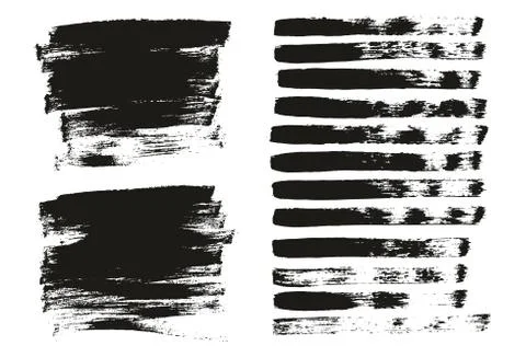 Flat Paint Brush Thin Lines &amp; Background Mix High Detail Abstract Vector Set Stock Illustration