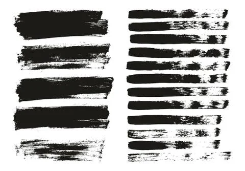 Flat Paint Brush Thin Lines &amp; Background Mix High Detail Abstract Vector Set Stock Illustration