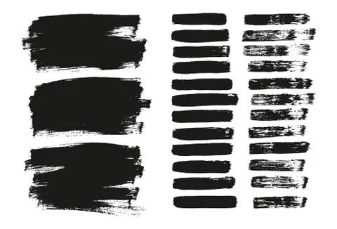 Flat Paint Brush Thin Lines &amp; Background Mix High Detail Abstract Vector Set Stock Illustration