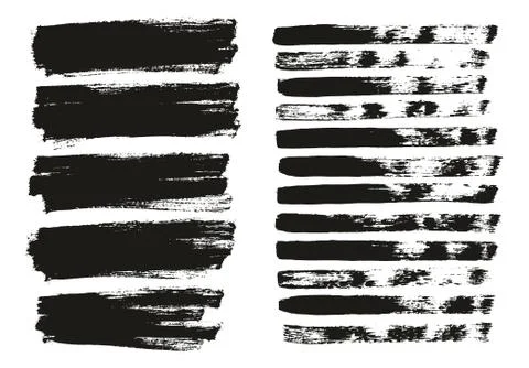Flat Paint Brush Thin Lines &amp; Background Mix High Detail Abstract Vector Set 库存插图