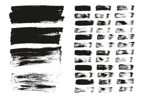 Flat Paint Brush Thin Lines &amp; Background Mix High Detail Abstract Vector Set Stock Illustration