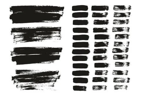 Flat Paint Brush Thin Lines &amp; Background Mix High Detail Abstract Vector Set Illustrazione stock