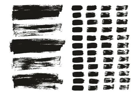 Flat Paint Brush Thin Lines &amp; Background Mix High Detail Abstract Vector Set Stock Illustration