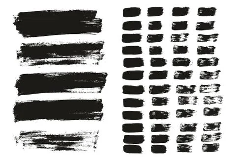 Flat Paint Brush Thin Lines &amp; Background Mix High Detail Abstract Vector Set Illustrazione stock