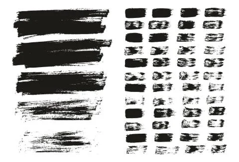 Flat Paint Brush Thin Lines &amp; Background Mix High Detail Abstract Vector Set 스톡 일러스트