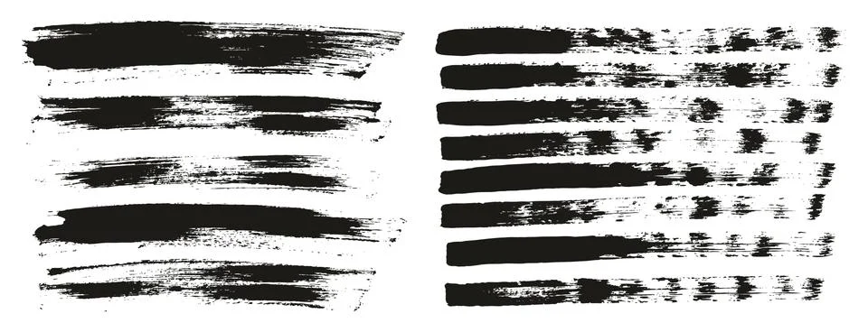 Flat Paint Brush Thin Lines &amp; Background Mix High Detail Abstract Vector Set Stock Illustration