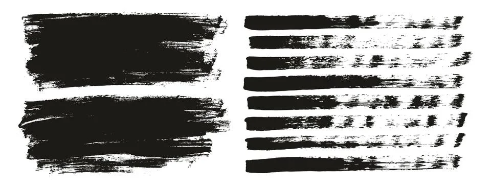 Flat Paint Brush Thin Lines &amp; Background Mix High Detail Abstract Vector Set Stockillustratie