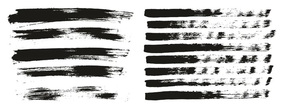 Flat Paint Brush Thin Lines &amp; Background Mix High Detail Abstract Vector Set Illustrazione stock