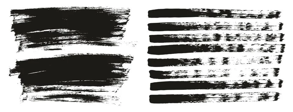 Flat Paint Brush Thin Lines &amp; Background Mix High Detail Abstract Vector Set Stock Illustration