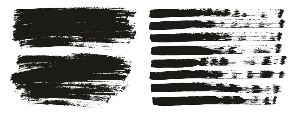 Flat Paint Brush Thin Lines &amp; Background Mix High Detail Abstract Vector Set Stock Illustration