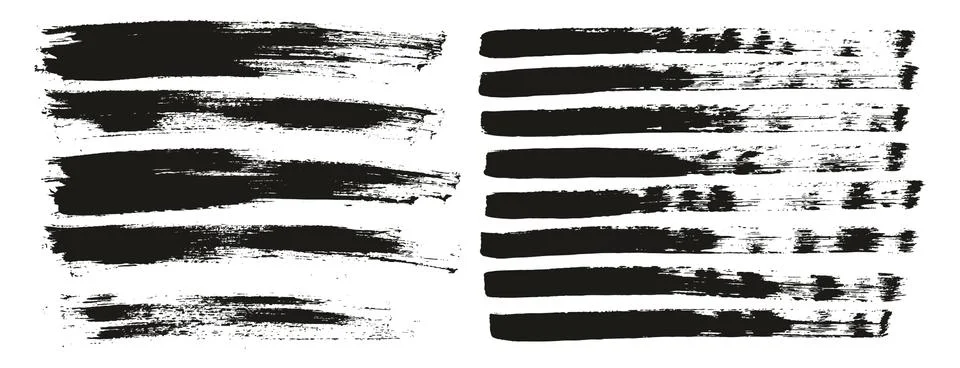 Flat Paint Brush Thin Lines &amp; Background Mix High Detail Abstract Vector Set Stockillustratie