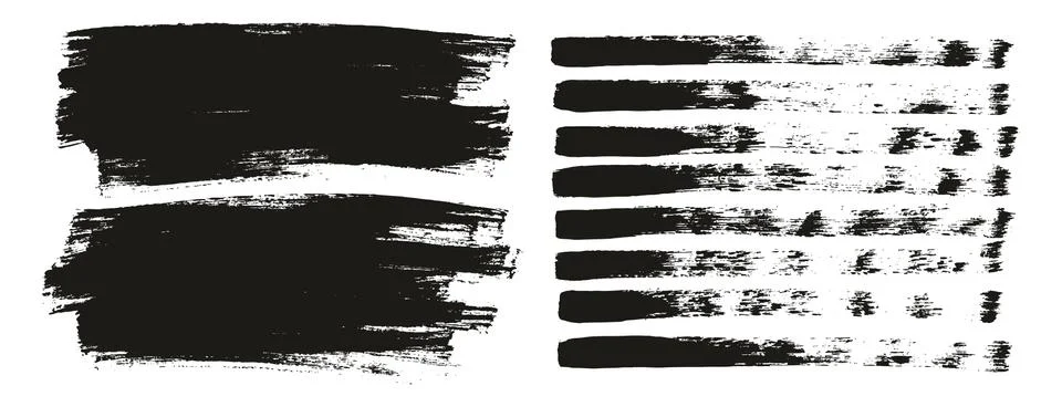 Flat Paint Brush Thin Lines &amp; Background Mix High Detail Abstract Vector Set Illustrazione stock