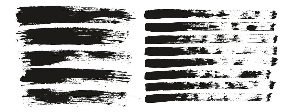 Flat Paint Brush Thin Lines &amp; Background Mix High Detail Abstract Vector Set Illustrazione stock