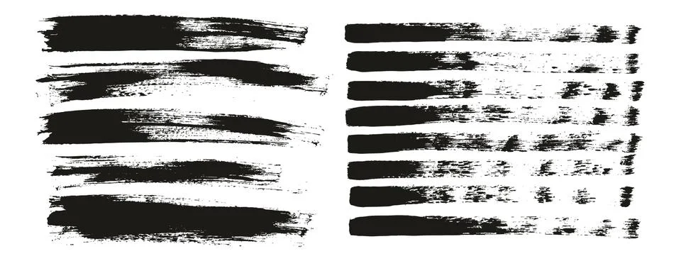 Flat Paint Brush Thin Lines &amp; Background Mix High Detail Abstract Vector Set Stock Illustration