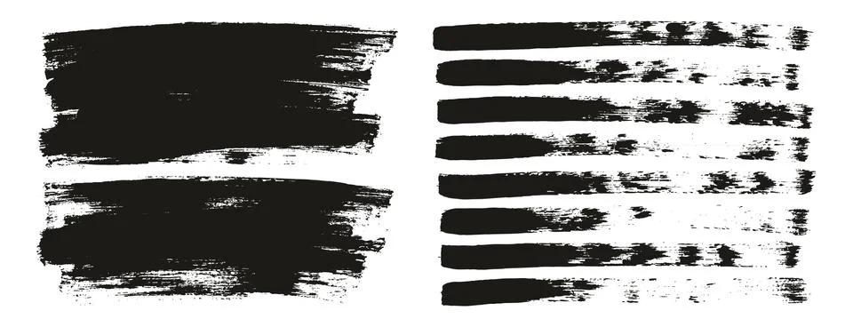 Flat Paint Brush Thin Lines &amp; Background Mix High Detail Abstract Vector Set 스톡 일러스트