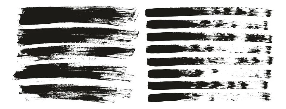 Flat Paint Brush Thin Lines &amp; Background Mix High Detail Abstract Vector Set Stockillustratie