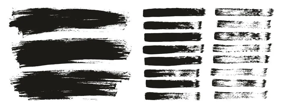 Flat Paint Brush Thin Lines &amp; Background Mix High Detail Abstract Vector Set Stockillustratie